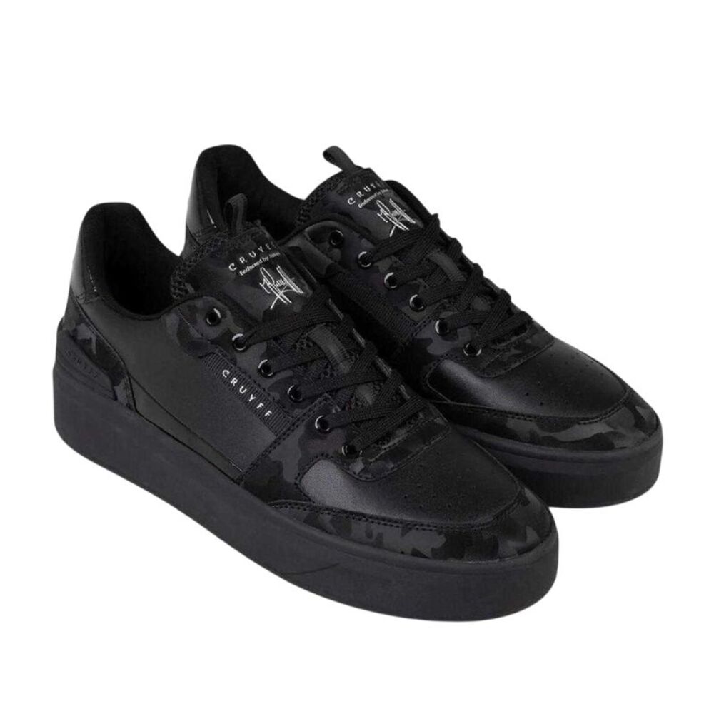 Cruyff Mens Endorsed Leather Tennis Flat Sneakers / Black